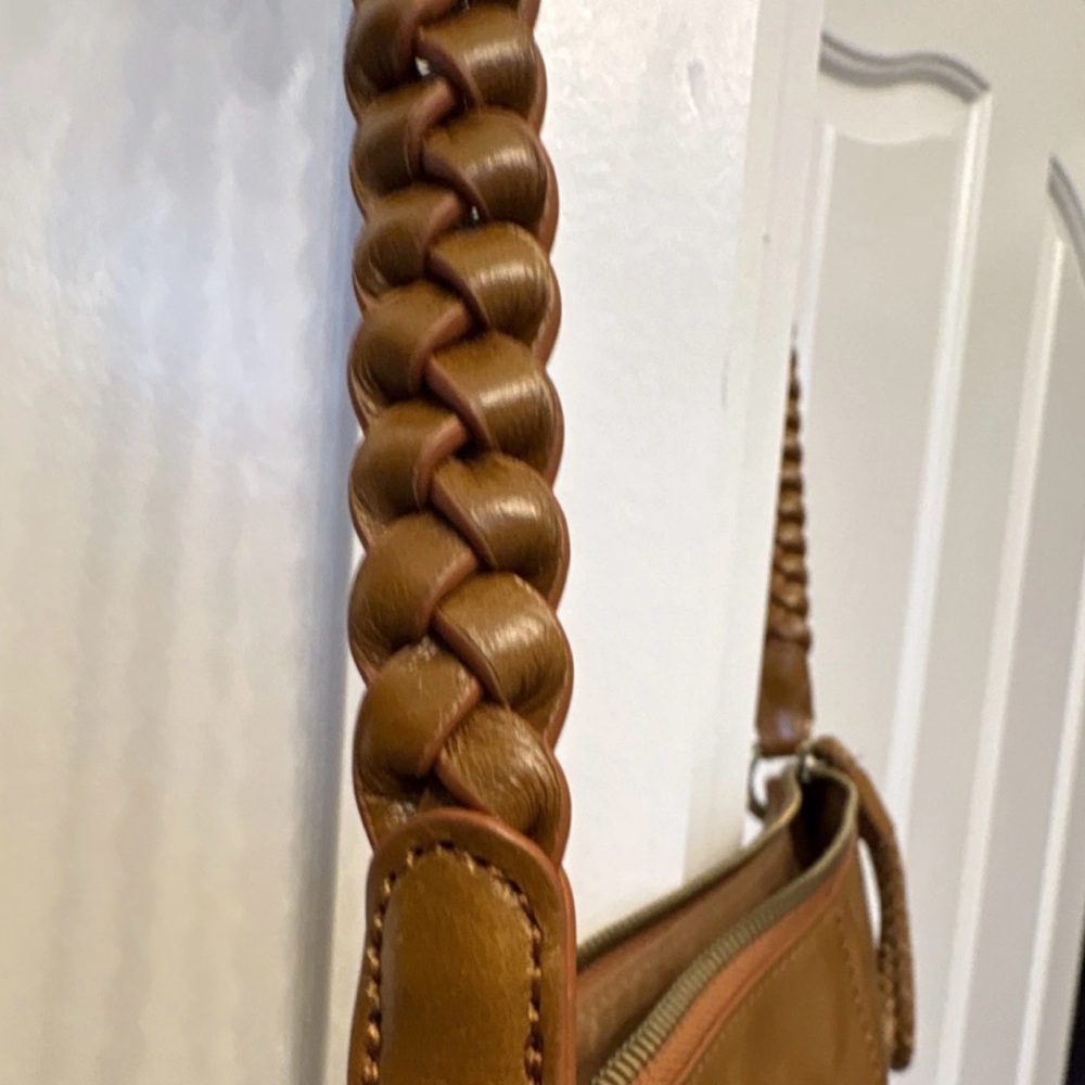 HOBO Cognac Leather Lasso Hobo Crossbody or Shoulder Bag with Braided Strap - Picture 4 of 9